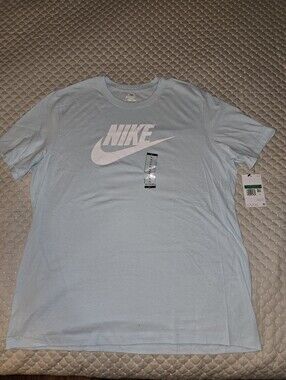 XL - Nike Men's Pale Blue Tee with White Swoosh Logo (NWT)